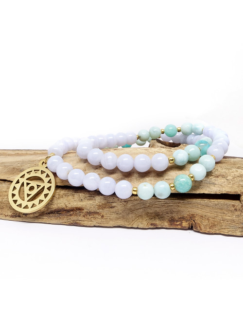 Cacédoine, larimar et amazonite