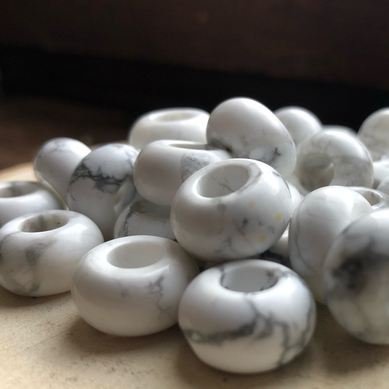 Perle howlite LARGE TROU,...