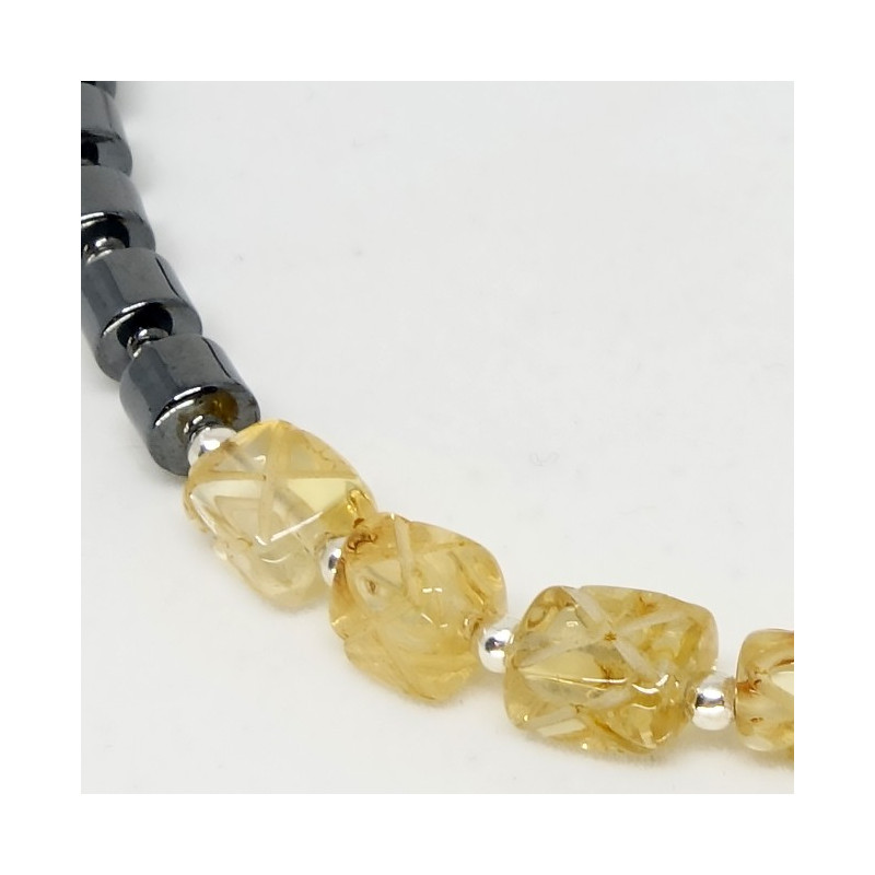 Citrine et hématite, bracelet