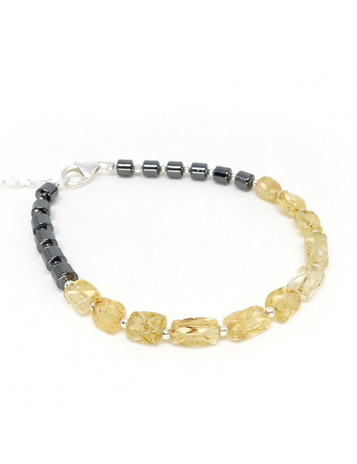 Citrine et hématite, bracelet