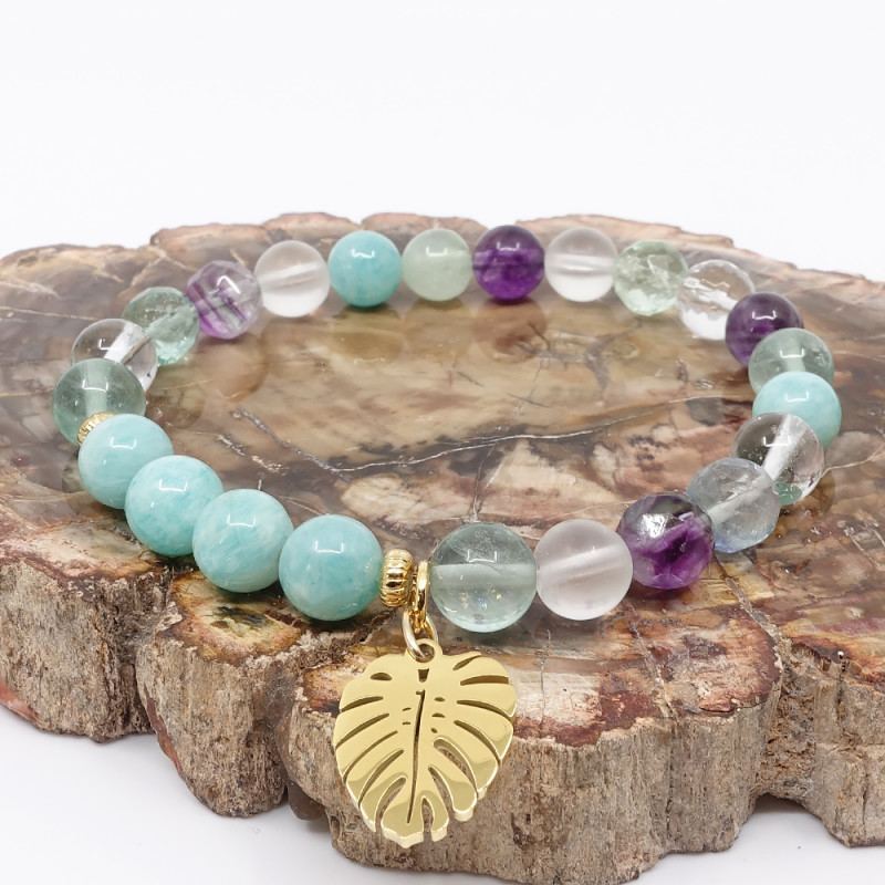 BRACELET CLARTÉ en pierre amazonite, fluorite et cristal de roche. Garder un esprit clair et réactif.