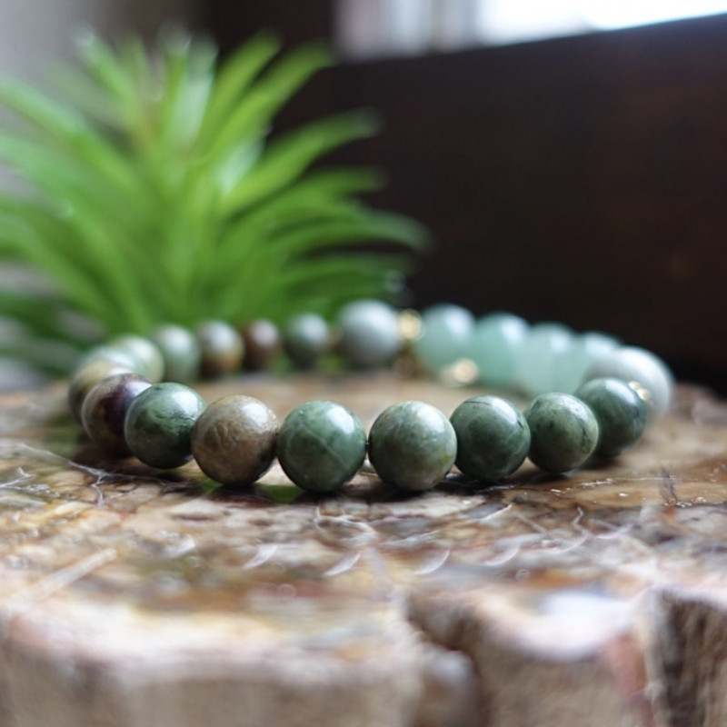 Bracelet harmonie Opale verte, aventurine et jaspe