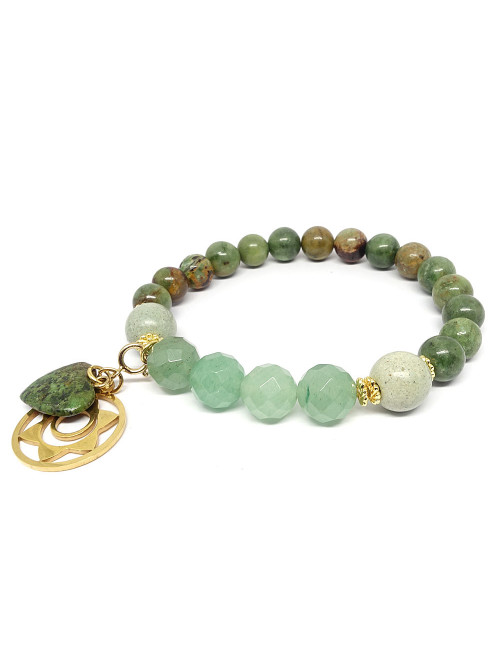 Bracelet harmonie Opale verte, aventurine et jaspe