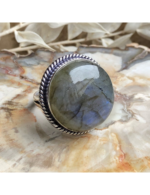 Bague en pierre de Labradorite sur argent