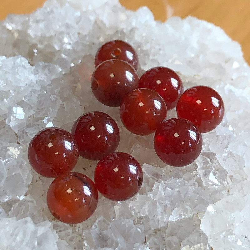 Cornaline ⌀ 8 mm, 10 perles