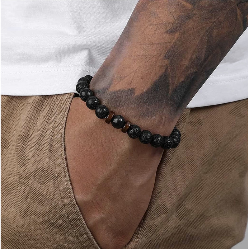 Bracelet bien être pour homme en pierre de lave