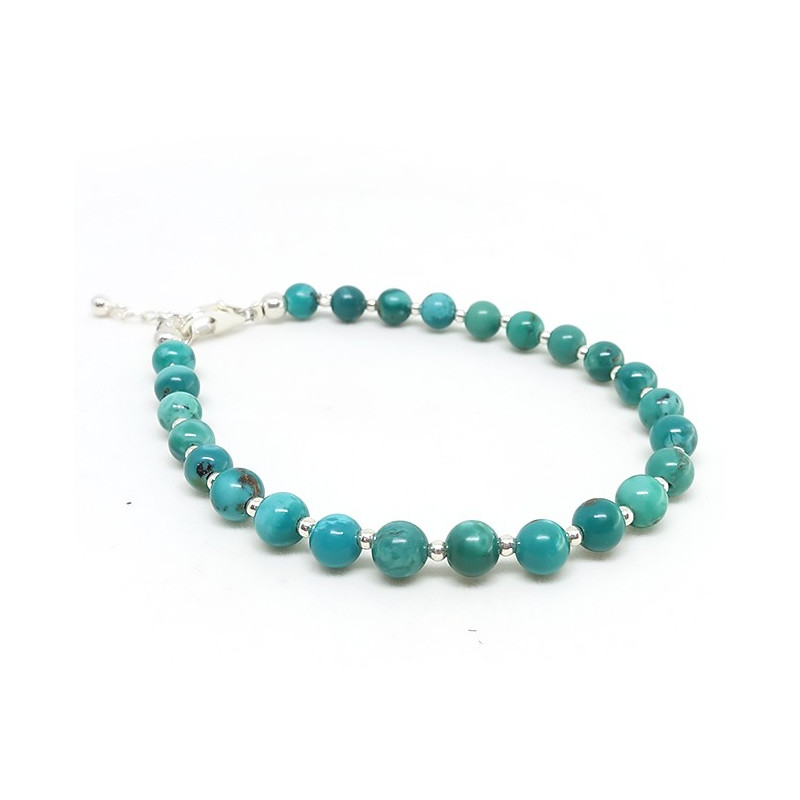 Turquoise USA , bracelet perles 4 mm