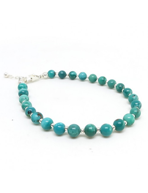 Turquoise USA , bracelet perles 4 mm