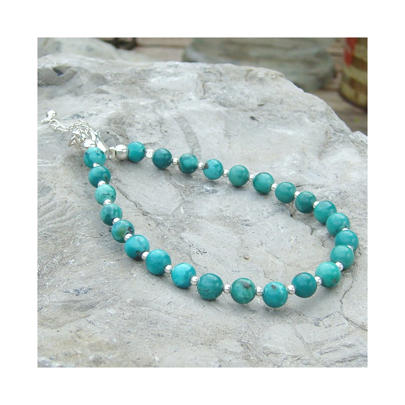 Turquoise USA , bracelet perles 4 mm