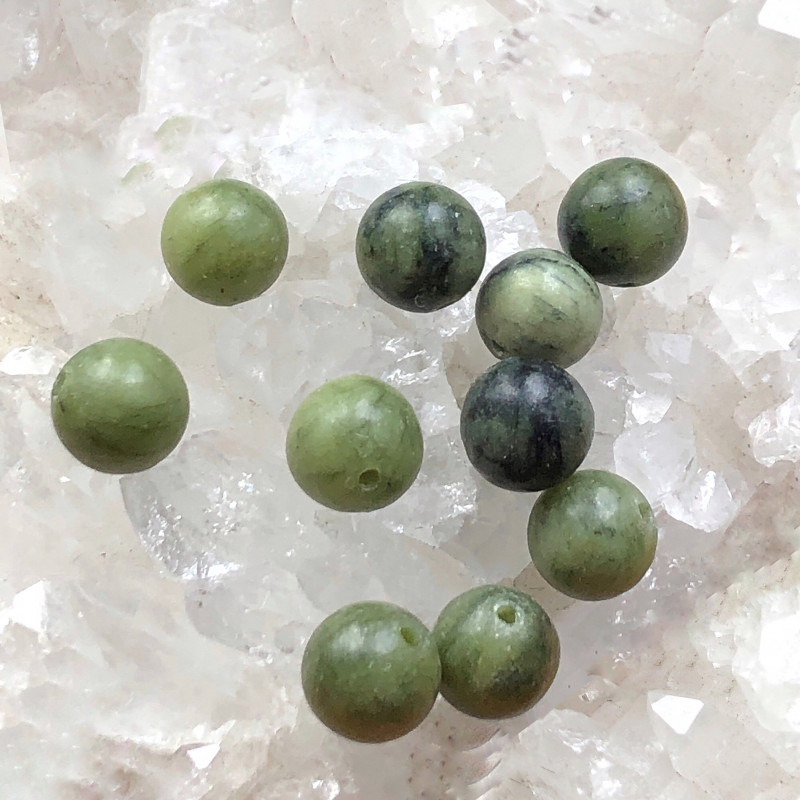 Néphrite ⌀ 8 mm, 10 perles