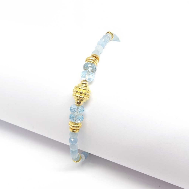 Bracelet fin Aigue-marine avec Gold filled 14k