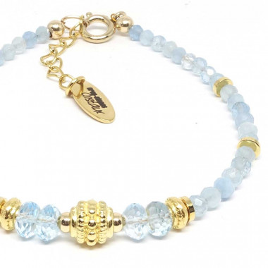 Bracelet fin Aigue-marine avec Gold filled 14k