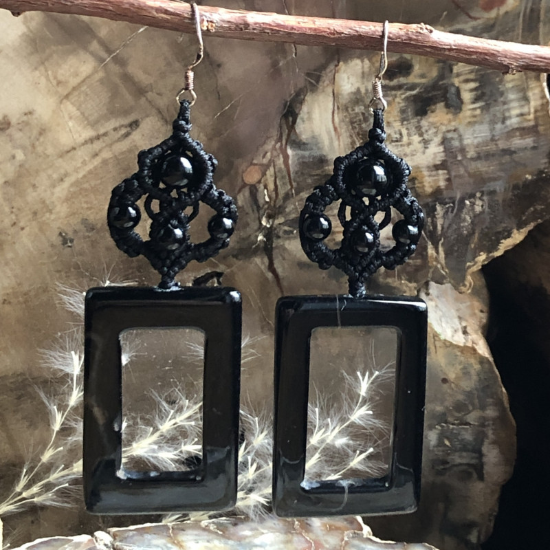 Boucles d'oreilles en pierre onyx