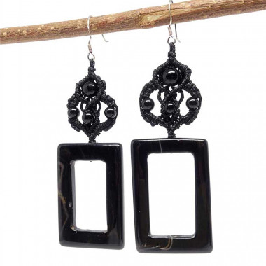 Boucles d'oreilles en pierre onyx