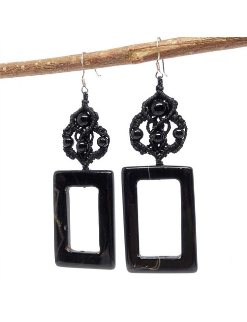 Boucles d'oreilles en pierre onyx