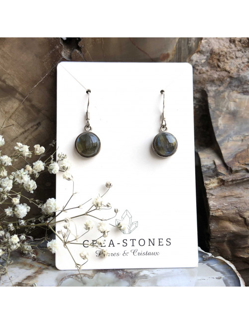 Boucles d'oreilles argent et pierre de Labradorite