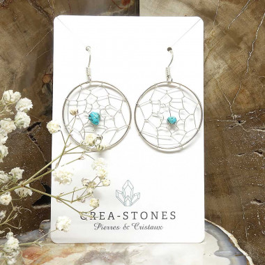 boucles d'oreilles attrape-rêve en Turquoise avec argent